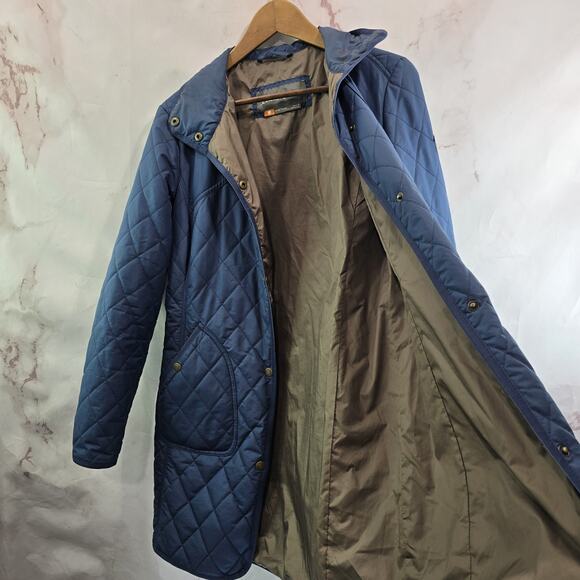 Eddie Bauer Puffer Jacket Womens Small Synthetic Parka Coat Long Blue Snap - Picture 8 of 13